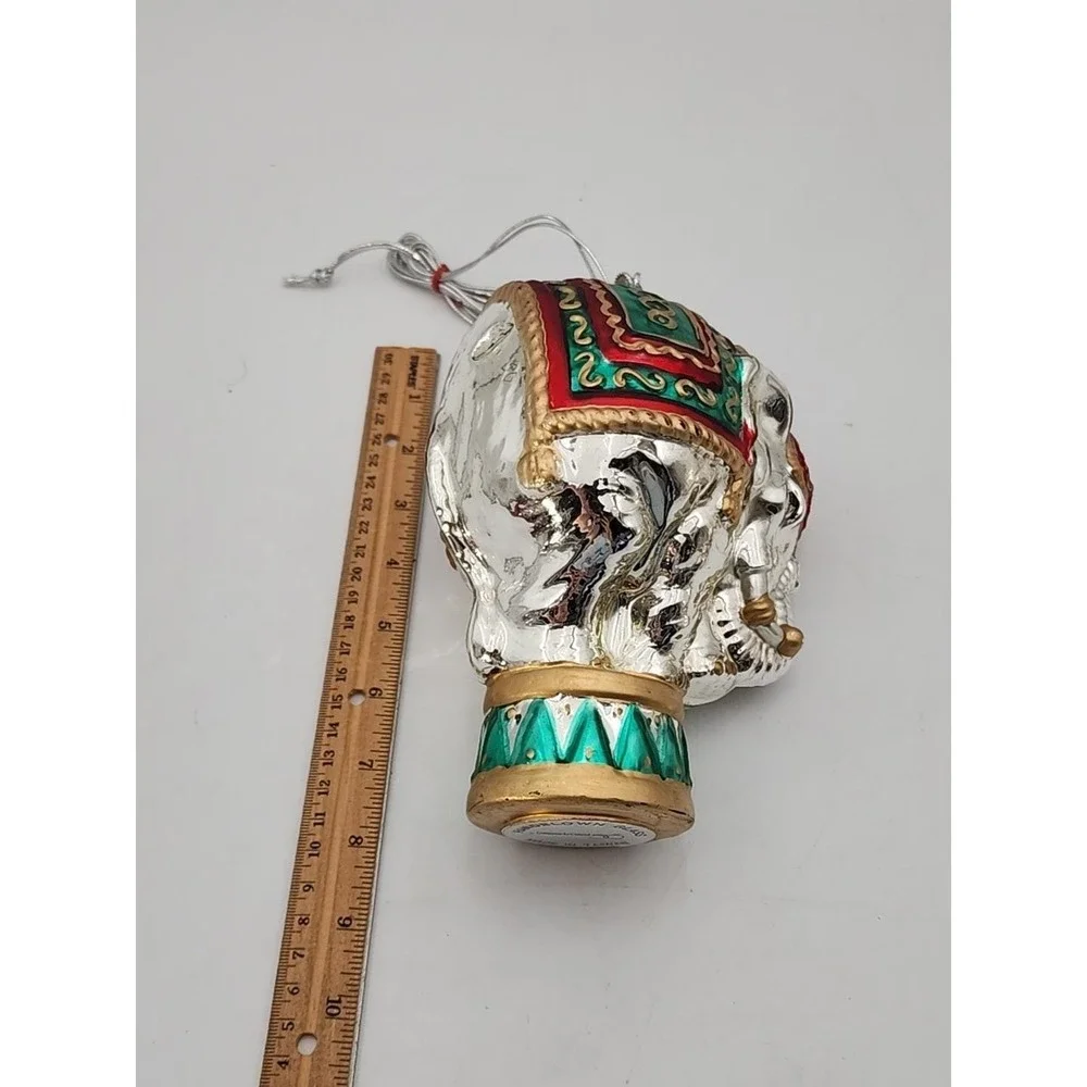 Vintage Department 56 Circus Elephant Mercury Glass Christmas Ornament